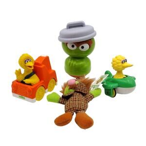 Lot of 4 Sesame Street Toys Sherlock Hemlock Big Bird Truck Plane Oscar Grouch